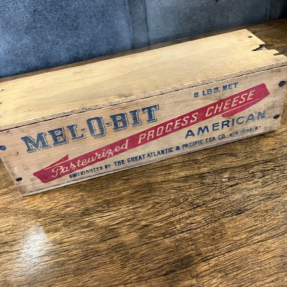 Vintage Retro Mel-O-Bit Wooden 2lb Net Cheese Box - Picture 2 of 7